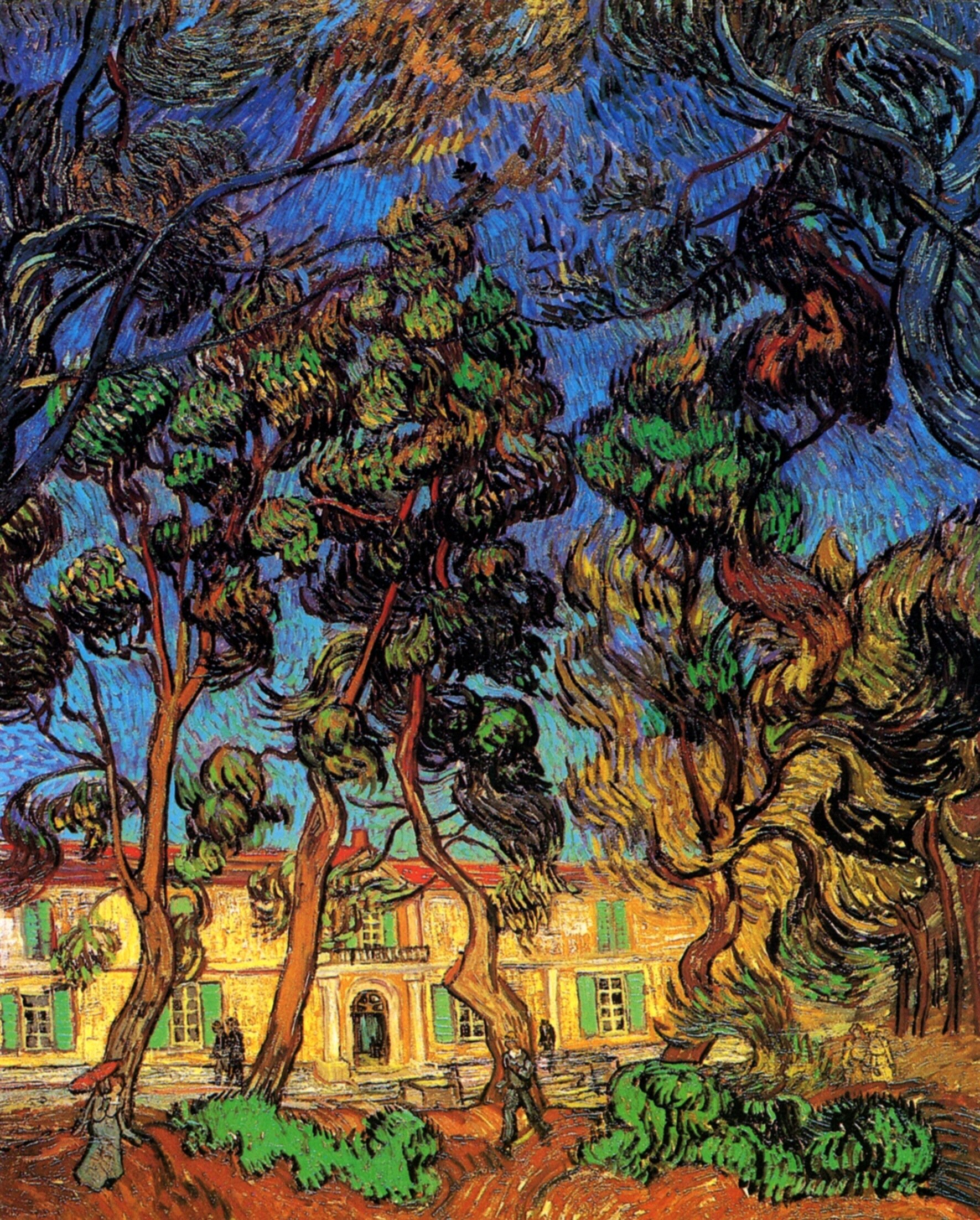 Картина Ван Гога Деревья в саду больницы Сен-Поль 1889